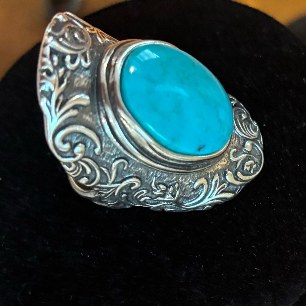 Vintage Pez Israeli Turquoise sterling silver  Ring Size 6 1/2